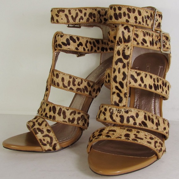 BCBG Shoes - BCBG NEW unique and rare leopard print fur & leather spiked heels